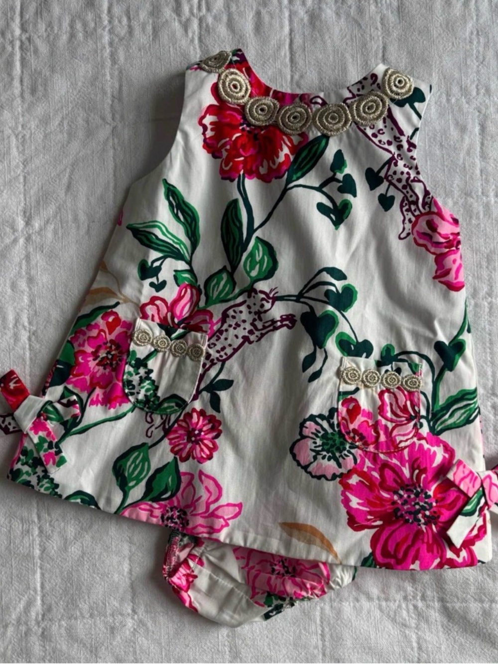 Lilly Pulitzer White Dress with Pink & Green Floral Print